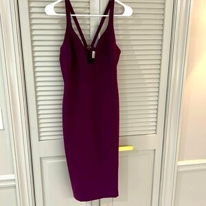 Wine colored deep V semi-formal